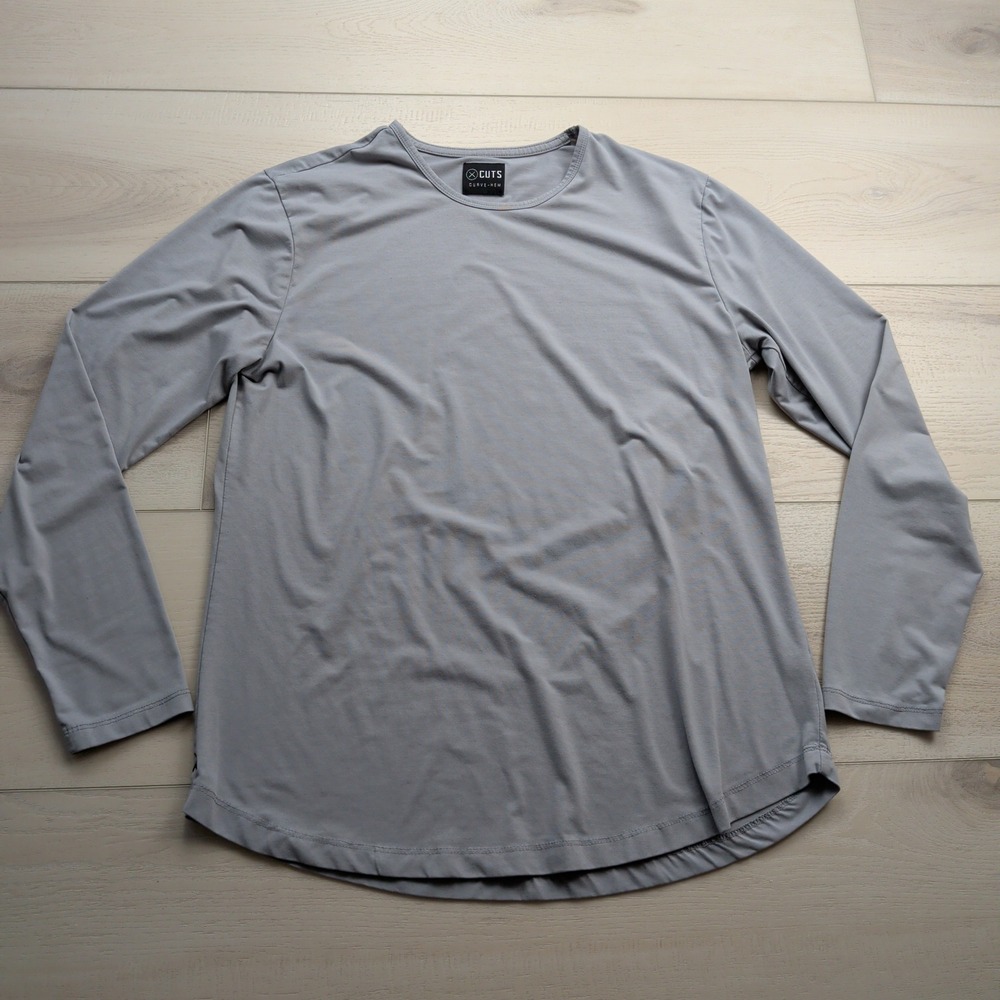 Cuts Clothing Mens Shirt Mens L PYCA Pro Curve-Hem Long Sleeve Grey Stretch
